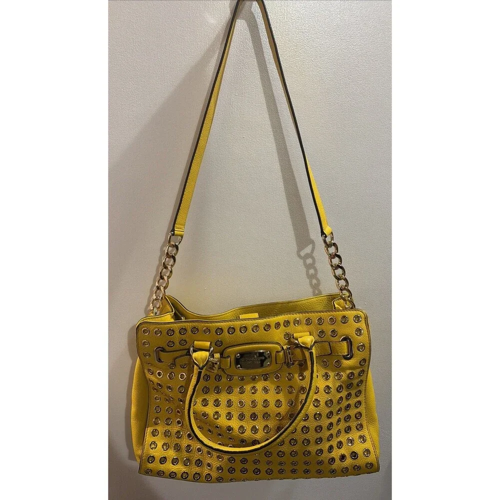 Michael Kors Hamilton Tote Bag, Iconic Yellow W Gold Hardware Satchel Large Tote